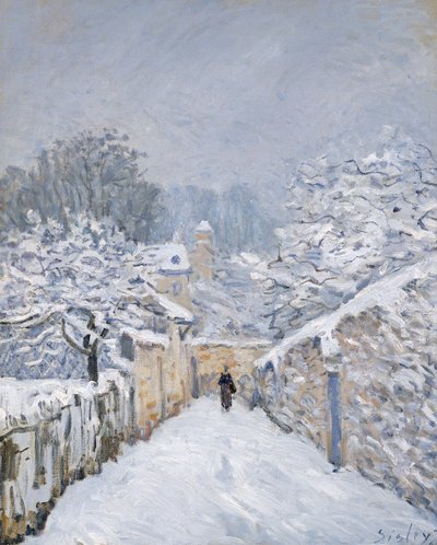 Sneeuw in Louveciennes, 1878 door Alfred Sisley